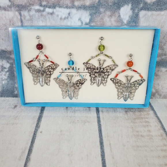 2/$25 Pier 1 Imports Candle Jewelry  Silver Metal Butterflies Set of 6 - Picture 5 of 14